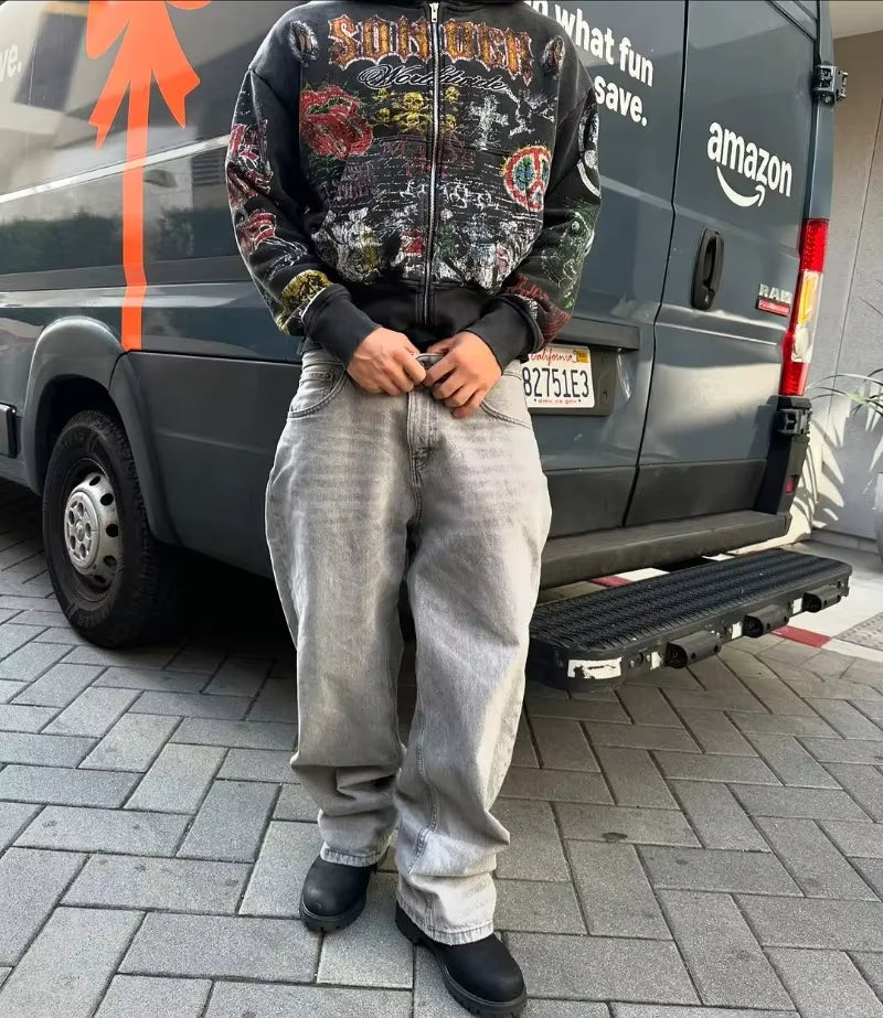 Graffiti Zip Hoodie Black